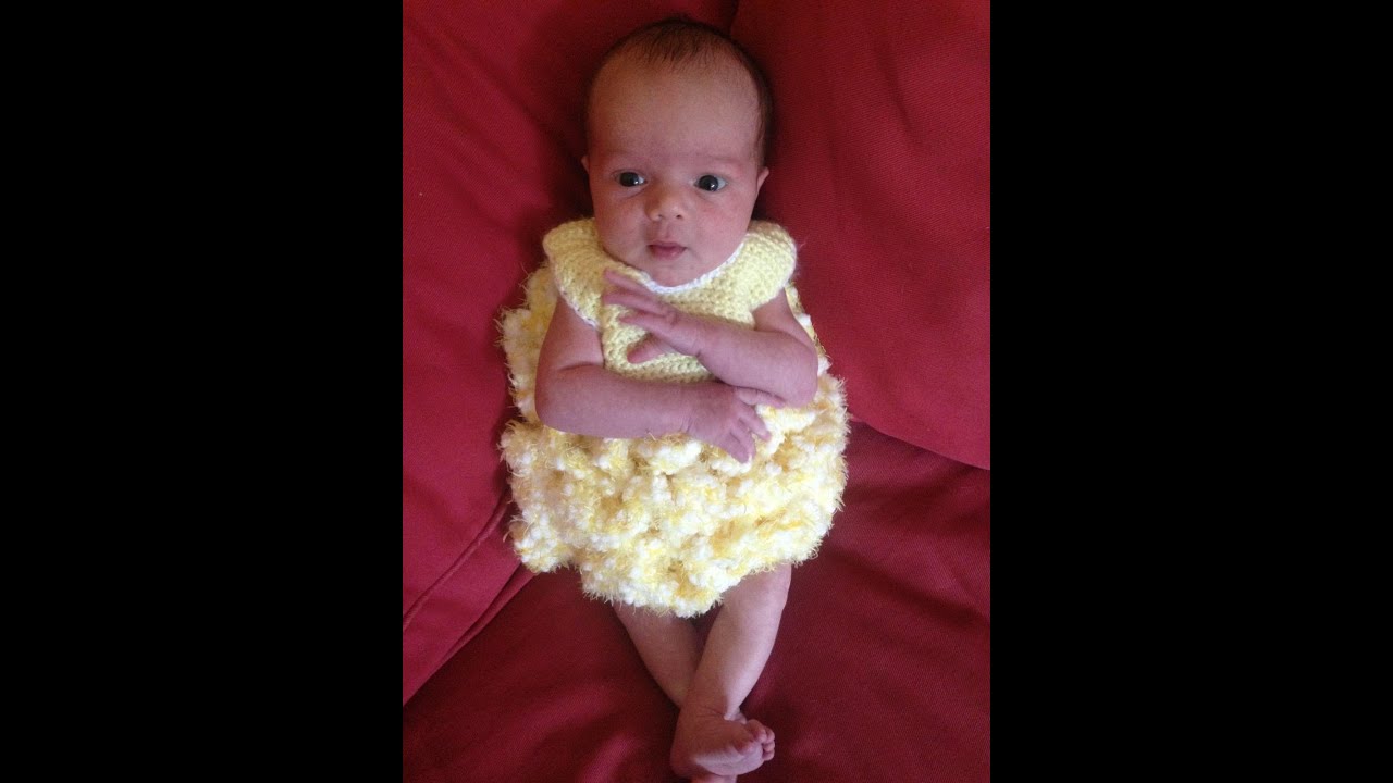 How to Crochet Baby Newborn Popcorn Spring Easter Dress Ruffles Easy