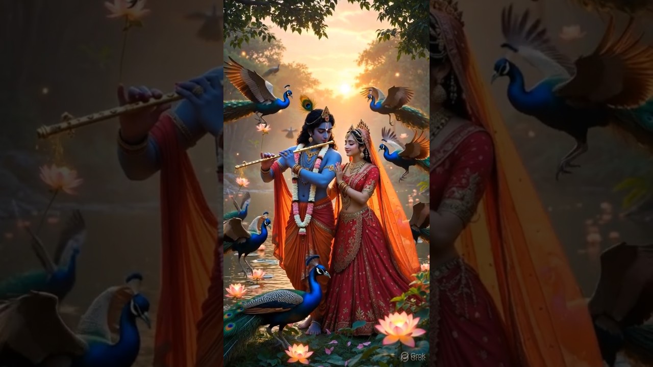 Radha Krishna Divine Love 💙 | Most Beautiful AI Art of Vrindavan #new #shorts #ai