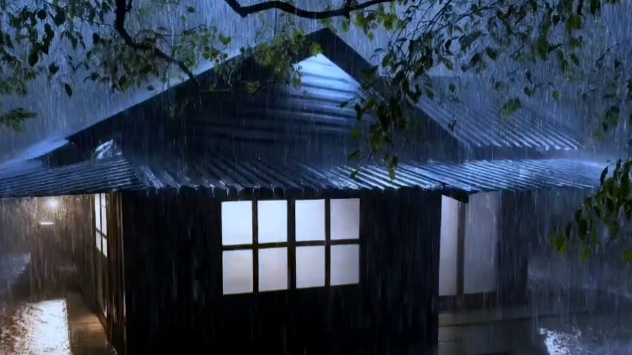 Sleep Peacefully in the Pouring Rain & Thunder Roaring on Rickety Tin Roof in Rainforest at Night