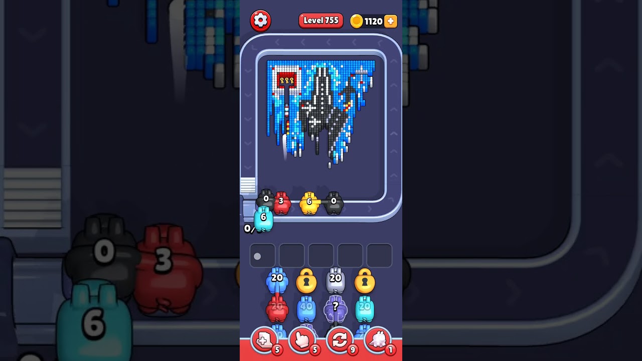 Pixel flow - Level 755 (very hard) - walkthrough without power ups