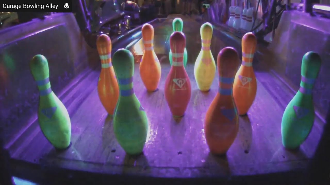 Live Garage Bowling Alley - Rob, Mike, and Bill AMF Sparemaker magic triangle Brunswick goldcrown