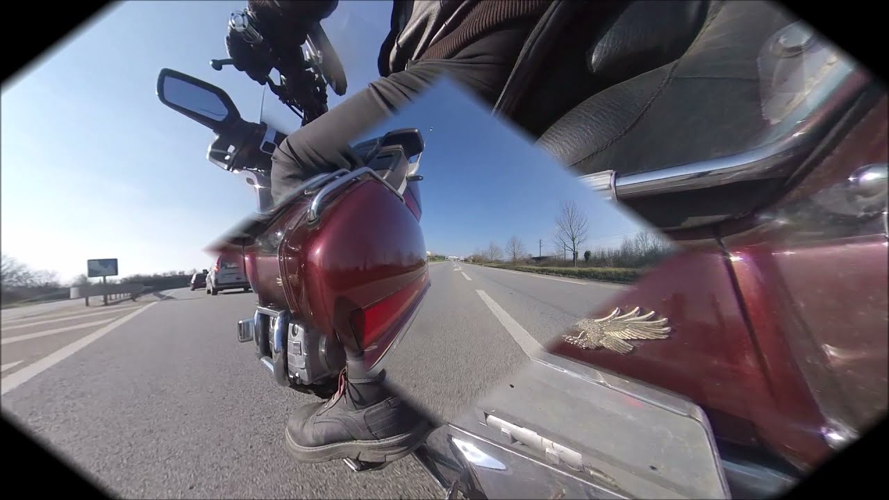 Sur GoldWing 1500 pneu arrière neuf à roder + essai position caméra Insta 360 x One