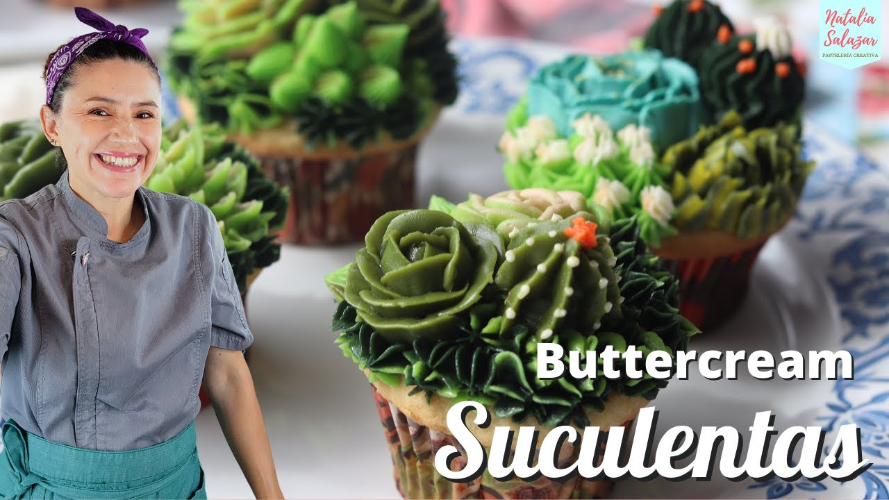 😍Haz conmigo SUCULENTAS comestibles en Buttercream💚*fácil*| #nataliasalazarpasteleriacreativa