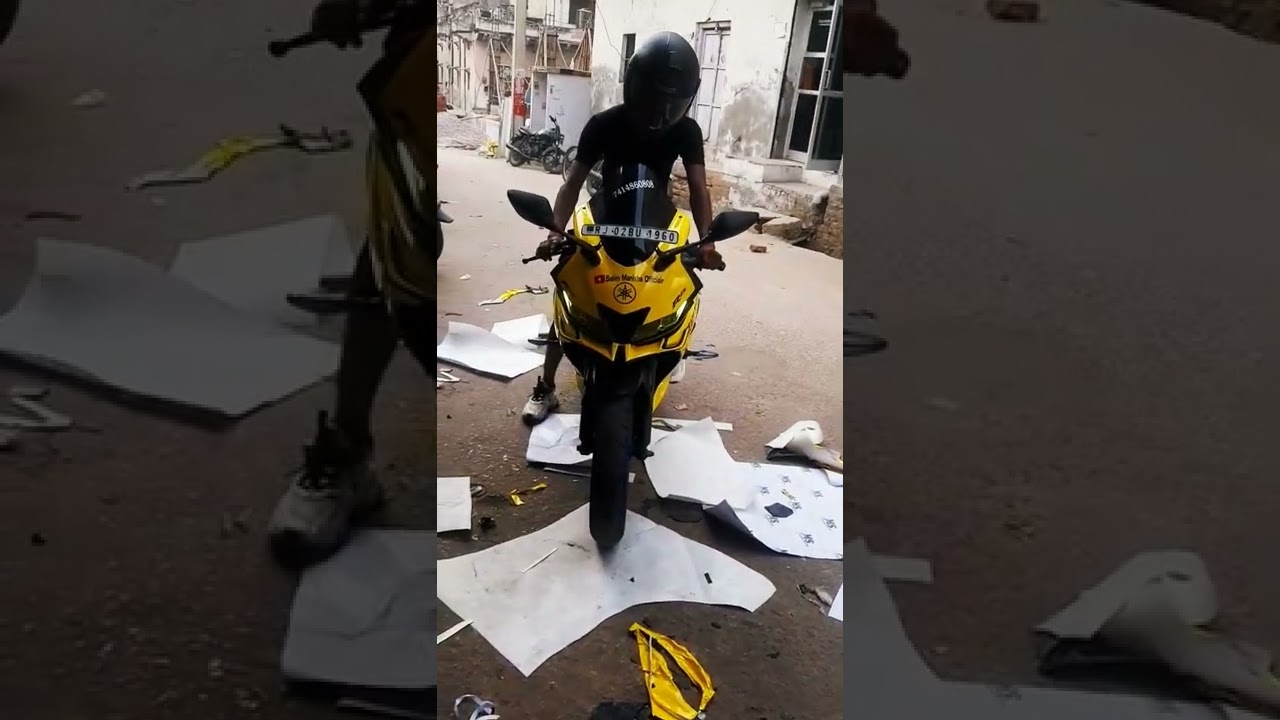R15 full bike wrap yellow color 