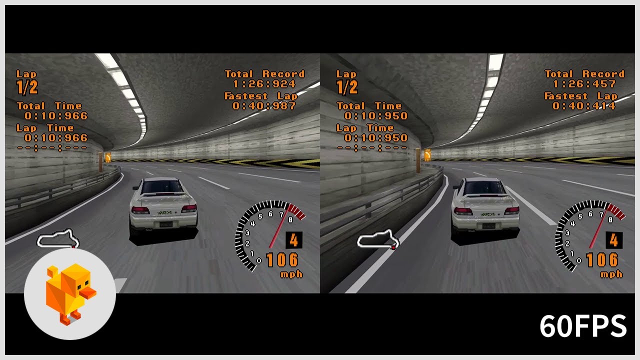 Gran Turismo (PS1) - Time Trial and Hi-Res (HiFi) comparison, 30 vs 60FPS - DuckStation Emulation