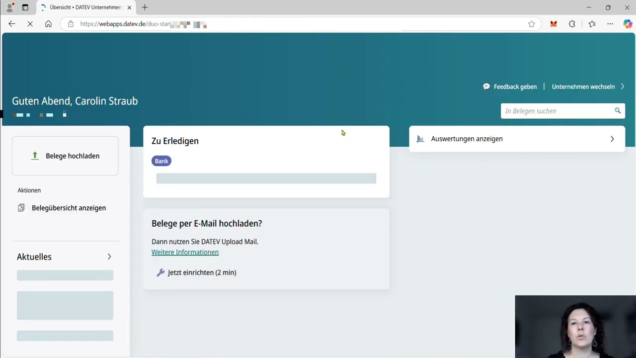 DATEV Unternehmen online - Rechnungseingang hochladen