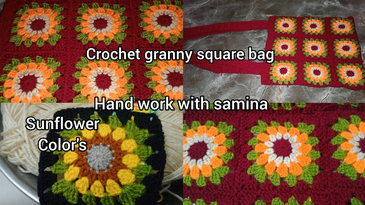 Crochet granny square bag tutorial | how to crochet granny square pattern @HandworkWithSamina339 