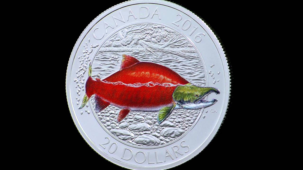 1 oz. Fine Silver Coloured Coin – Big Fish Series: Sockeye Salmon