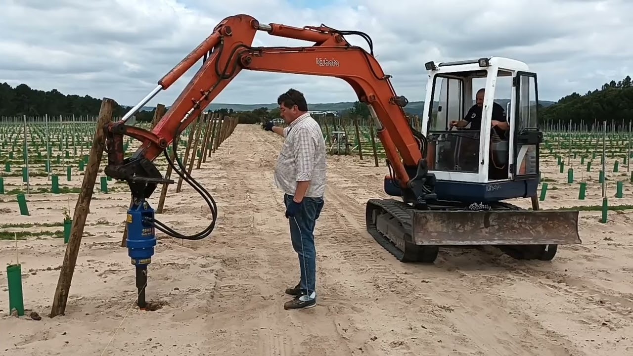 Colocação de hélice e tirante em cabeceira de vinha  - Agriplanta