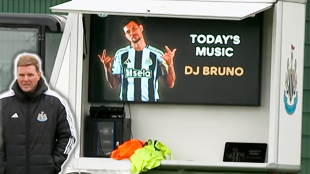 DJ BRUNO TAKES CONTROL! 🔊🤣 | Newcastle train ahead of Barcelona Champions League clash