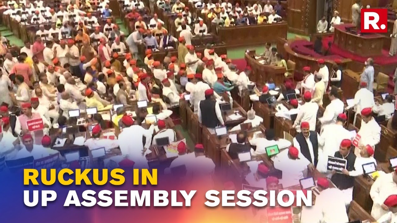High Drama Unfolds As Budget Session Of UP Assembly Begins Amid Protests By SP