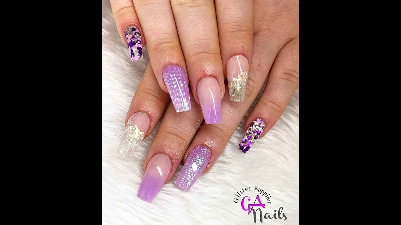 Lilac design | Acrylic Nails | glitterarty nails