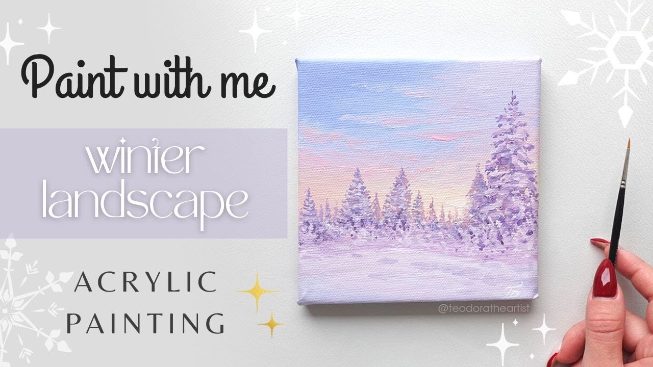 Snowy Winter Forest Acrylic Painting ❄ Winter Wonderland ❄ Christmas Painting Ideas Mini Canvas Art