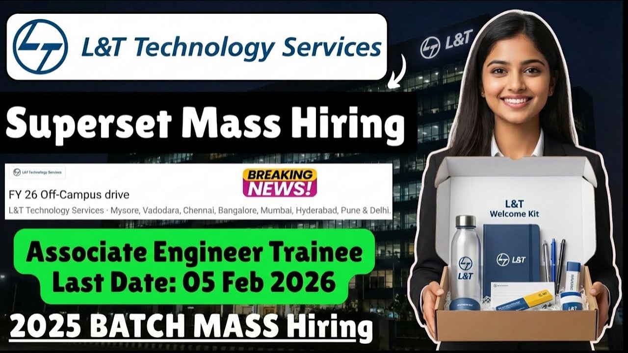 L&T Mass Hiring Freshers 2026 via Superset | Associate Engineer Trainee | Hurry Up!