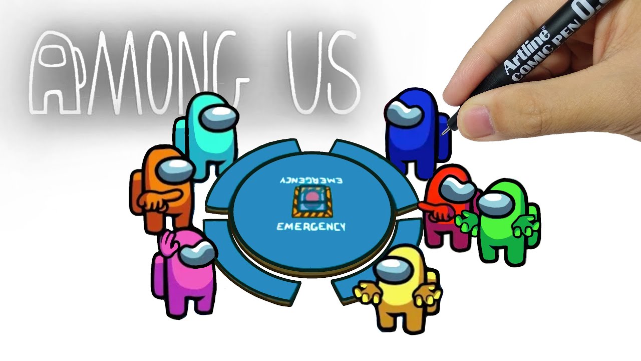How To Draw Among Us, how to draw among us characters, how to draw among us emergency meeting.