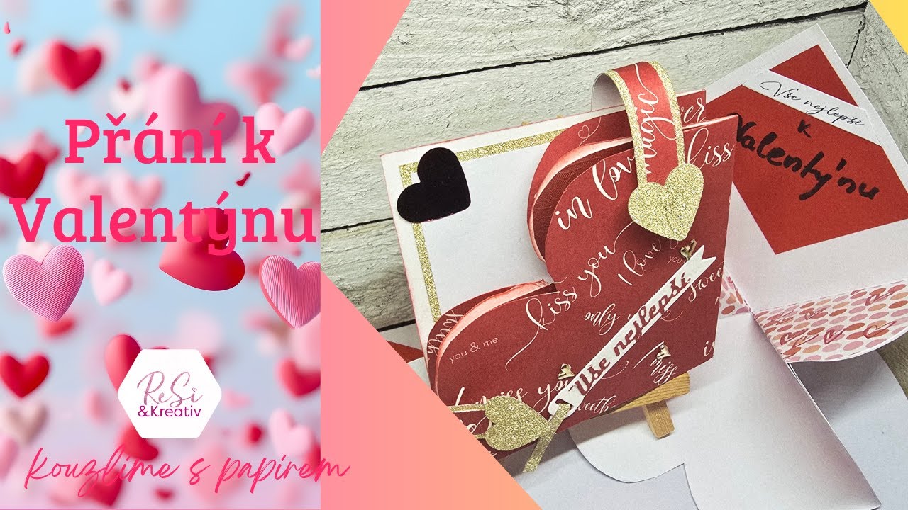 💝přání k Valentýnu /  3D přání s kšandama