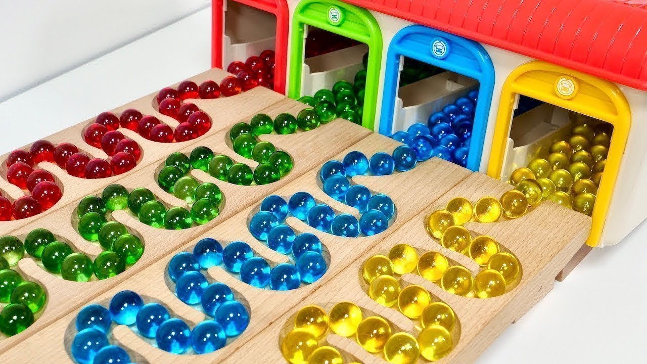 Marble Run Race ☆ HABA Slope & Retro Makita Truck, Excavator, Garbage Truck, Dump Truck, Ambulances
