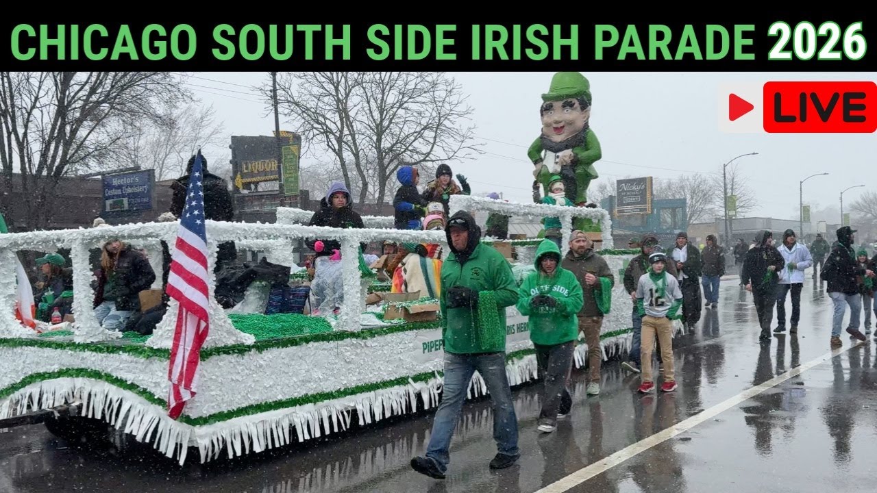 LIVE Chicago South Side Irish Parade For 🍀 St. Patrick's Day 2026 (March 15, 2026)  56°F