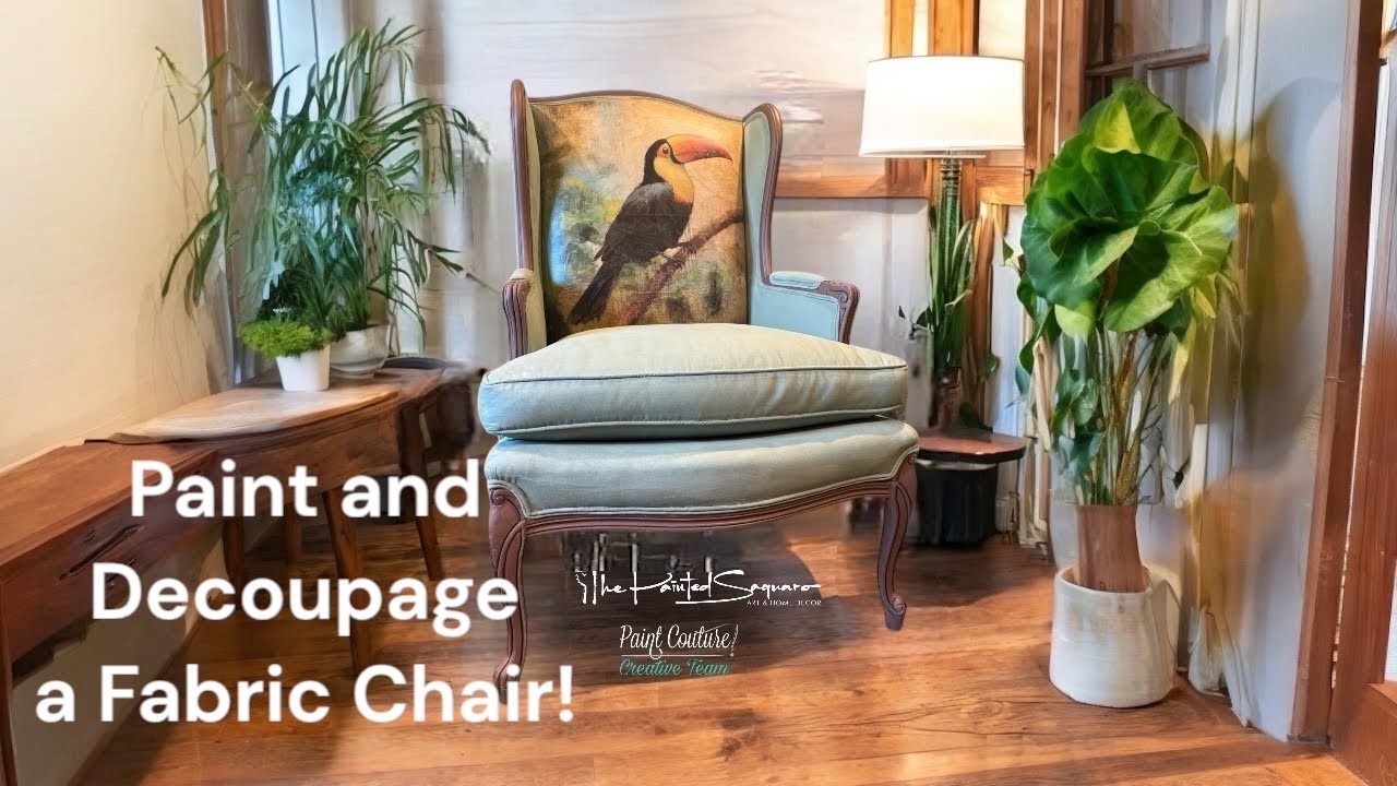 How to paint and decoupage a fabric wingback chair