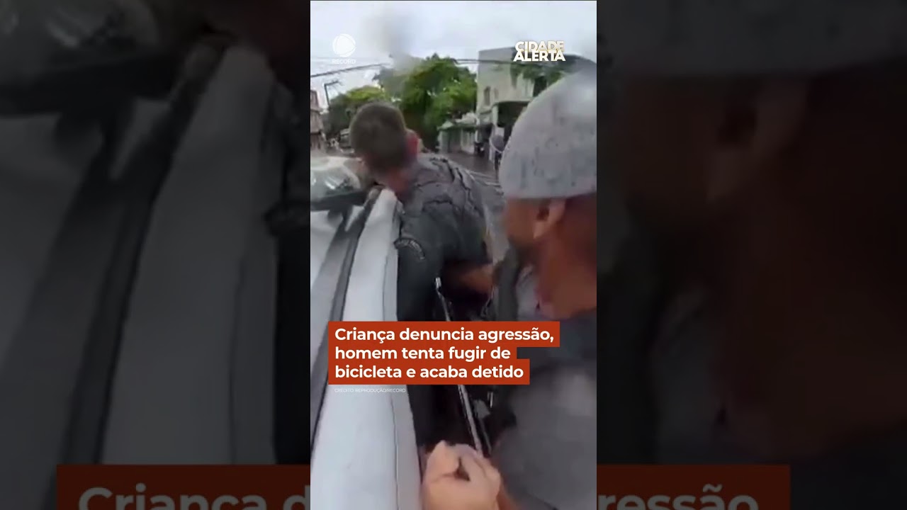 Crian&ccedil;a denuncia agress&atilde;o, homem tenta fugir de bicicleta e acaba detido #Shorts #CidadeAlerta