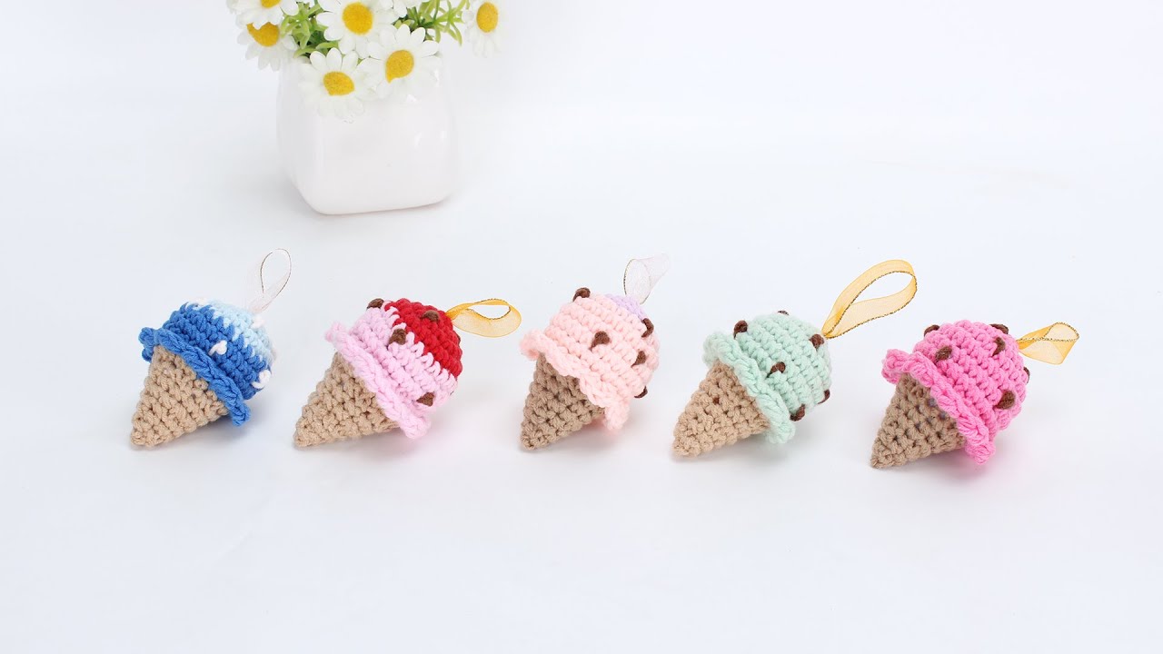 娟娟编织一款卡哇伊的冰激凌小挂件 钩针教程