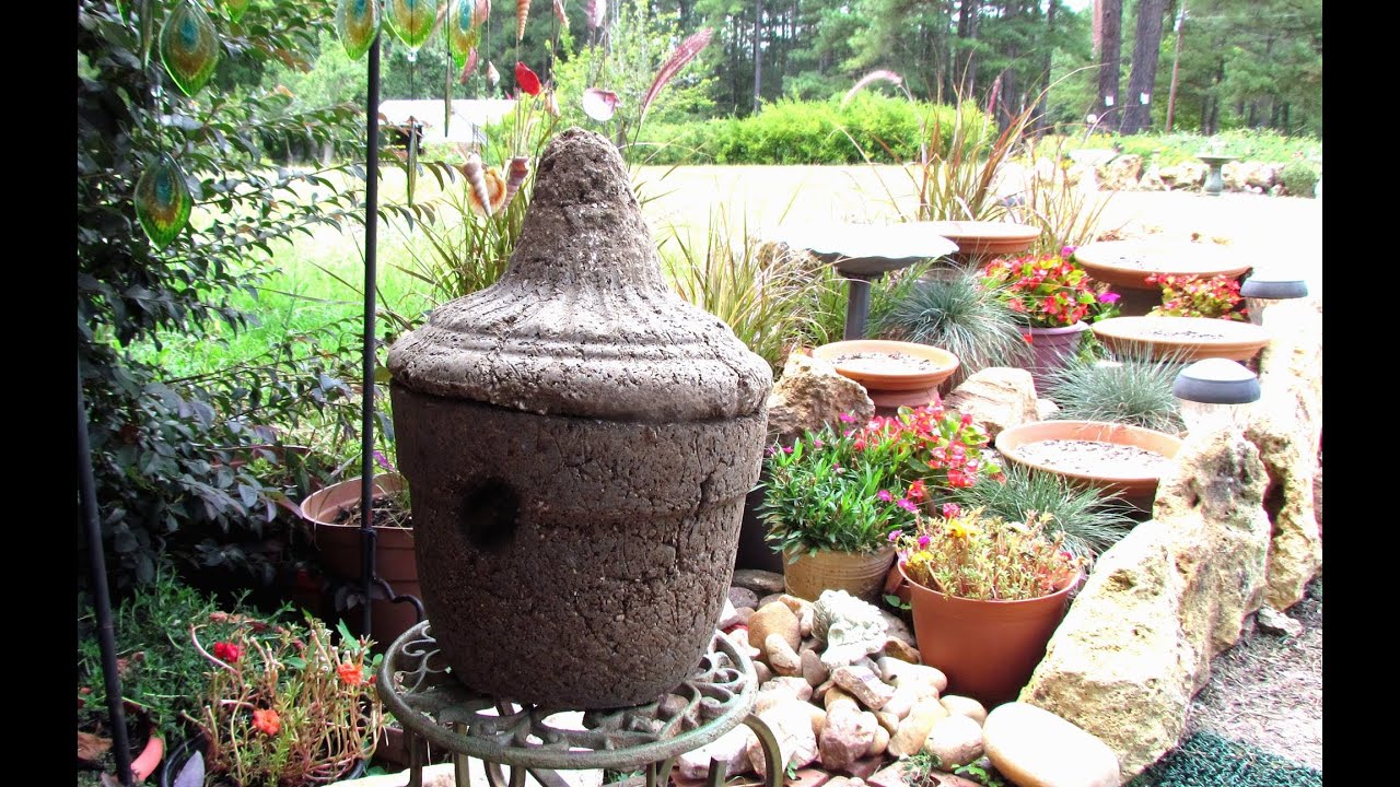 Making Hypertufa   flower Pots & Bird House In Ga.