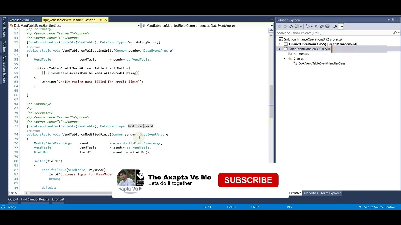 Table event methods in D365FO