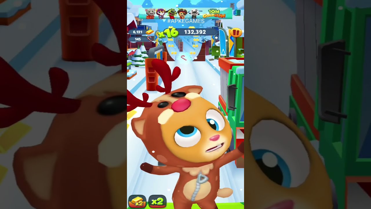 Talking Tom Gold Run Winter Wonders event Reindeer Ginger vs Roy Raccoon Gameplay Android ios 