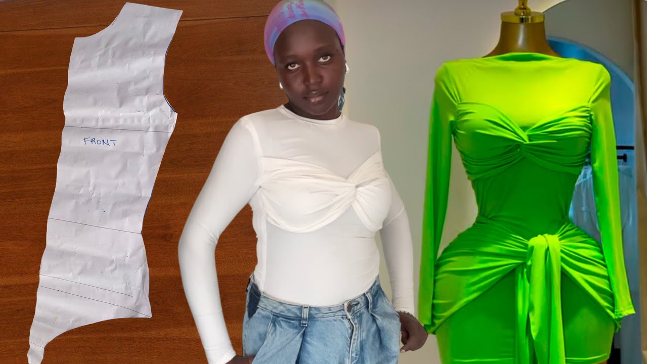 How To Cut And Sew This Stylish BODYSUIT With Crisscross Design | Bodycon Top Sewing Tutorial