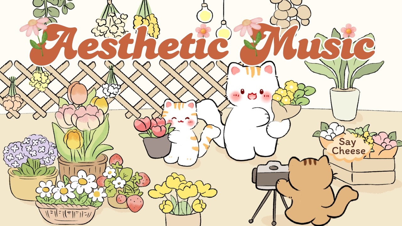 Aesthetic Music🌸🌻 Lofi Kitty 🌱🌼2 Hr Cafe Song 🪻 Stream cafe☕ cute & relaxing 🎶Make Your Day Better