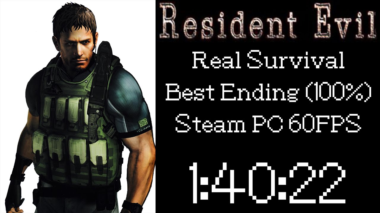 Resident Evil HD Remaster (PC 60FPS) Speedrun - Chris Real Survival Best Ending - 1:40:22