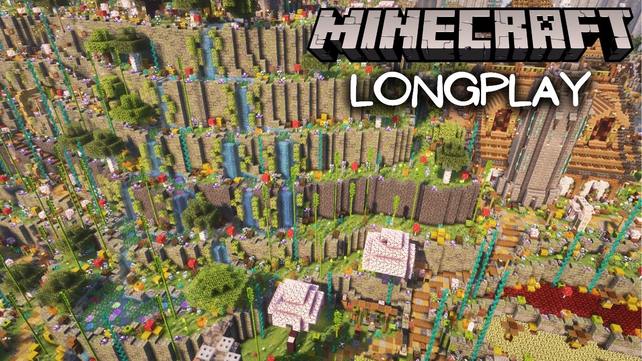 Minecraft Relaxing Longplay - Building Cascading Waterfalls (No Commentary)