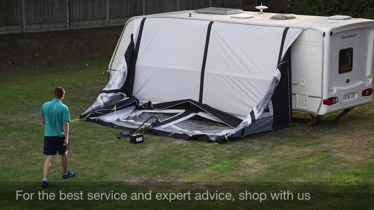 Kampa Club Air Pro Awning Pitching & Packing (with Electric Pump) Video (Real Time)