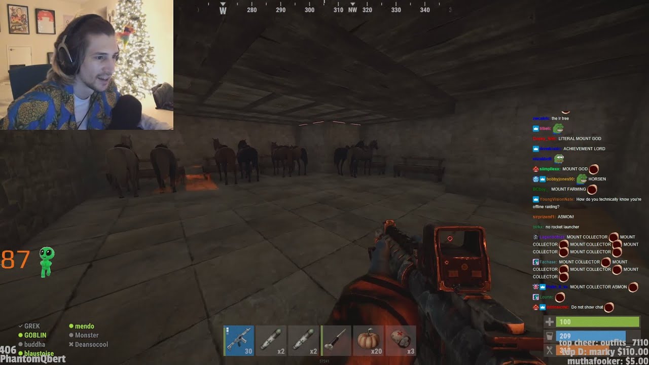 Asmongold shows his Rust mount collection to xQc