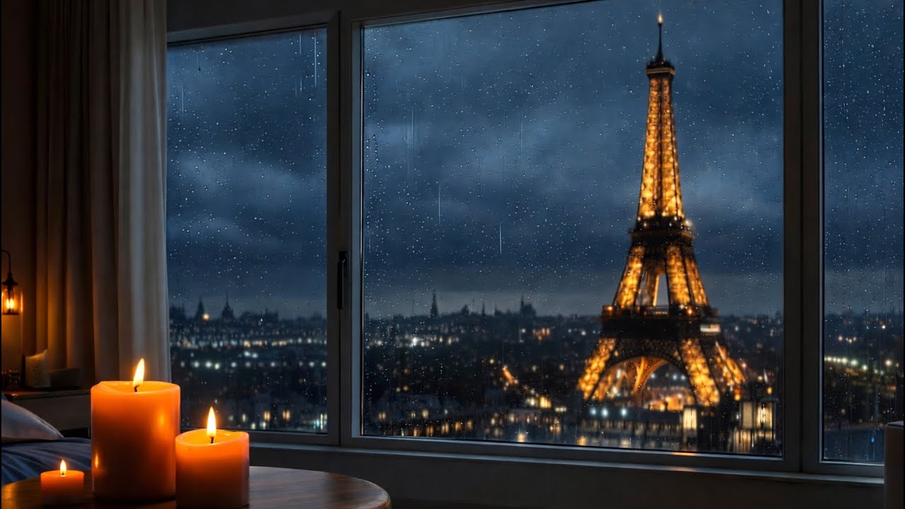 Paris Night Rain Window | Calm Sleep & Relaxation