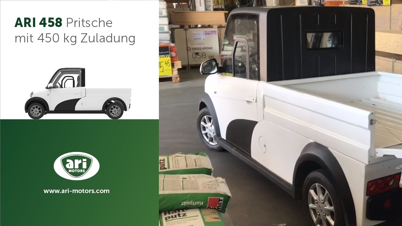 Elektrotransporter ARI 458 mit PickUp Pritschenaufbau - 450 kg Zuladung - 78 km/h - 150km Reichweite