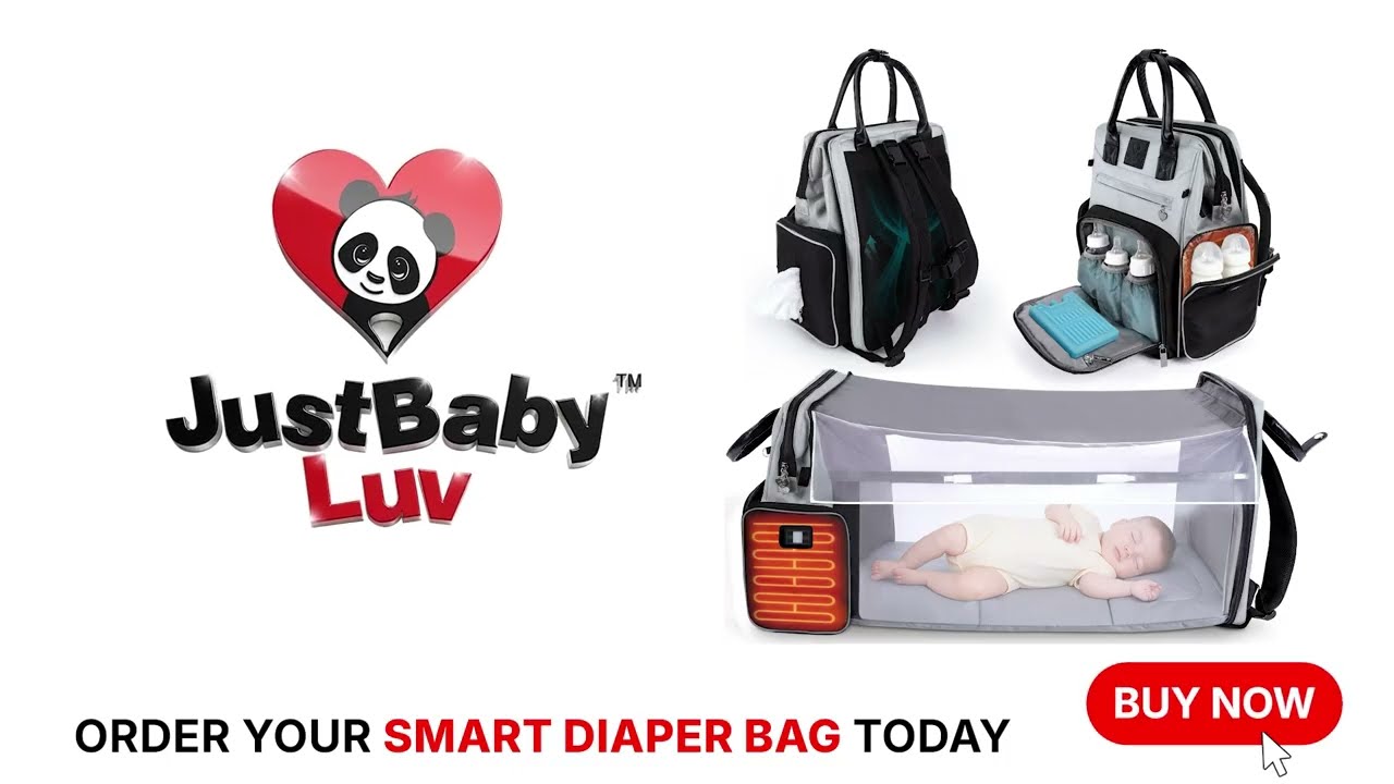 JustBaby Luv Premium All-in-One Diaper Backpack Bag Changing Station, Baby Essentials, Parents Gift