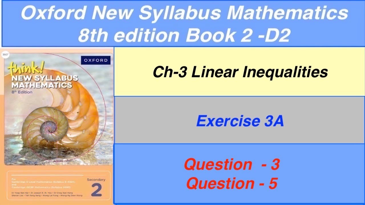 Exercise 3A Question- 3, Question-5 Oxford New Syllabus Mathematics 8th edition Book 2 | EX- 3A D2