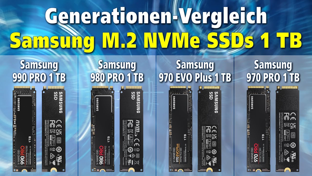 Generationen-Vergleich Samsung M.2 NVMe SSDs 1 TB