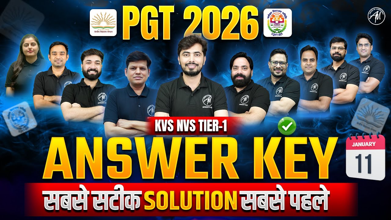 KVS NVS PGT COMPLETE ANSWER KEY TIER-1 2026 | 11 JAN 2026 Shift -1 | by Adhyayan Mantra