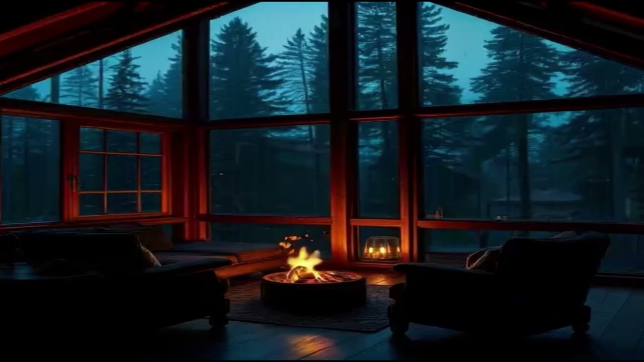 Rain in a cozy cabin relaxing sounds sleep