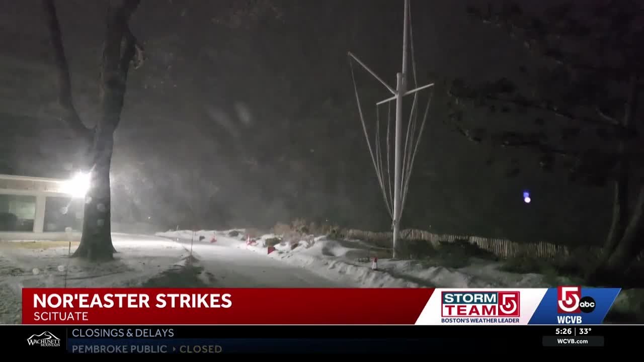 Thundersnow lights up skies over South Shore as nor'easter moves in