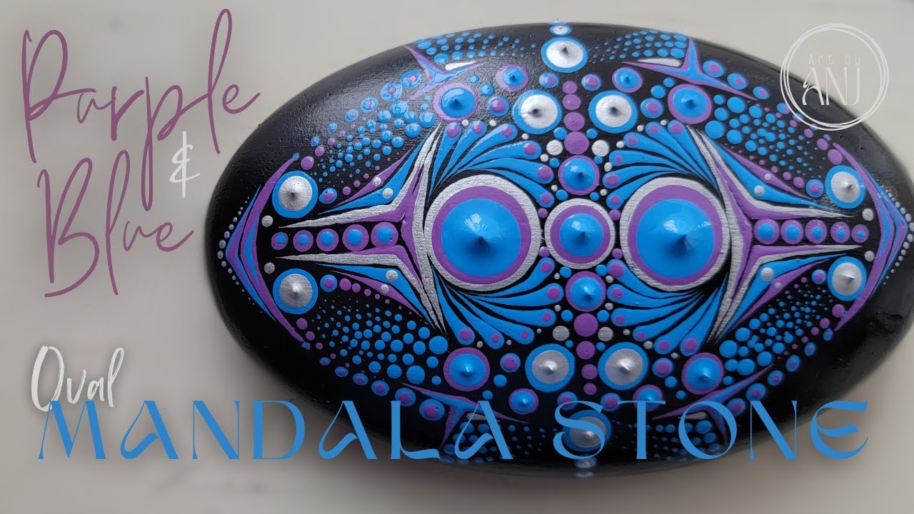 Purple & Blue Oval Mandala Stone