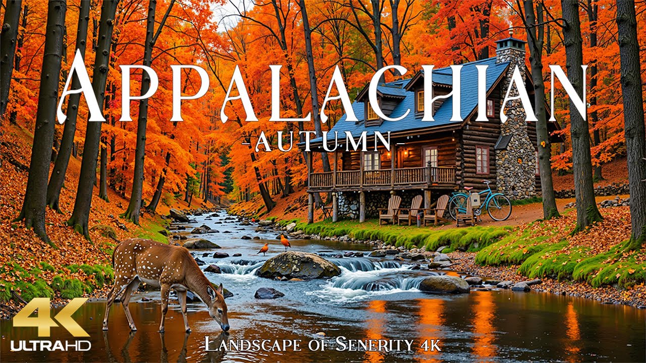 Autumn in Appalachian 4K UHD 🍁 Crimson Ridges, Golden Forest Roads & Misty Mountain Mornings