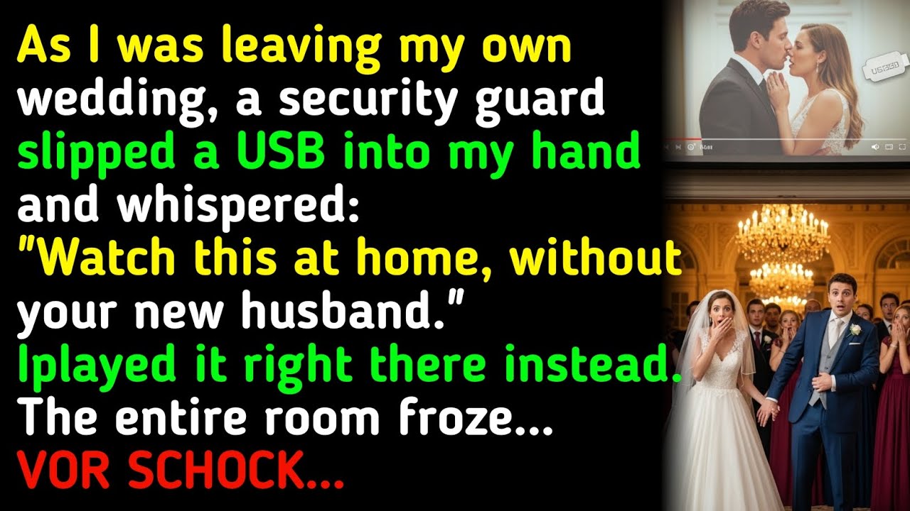 As I was leaving my own wedding, a security guard slipped a USB into my hand and whispered.... 