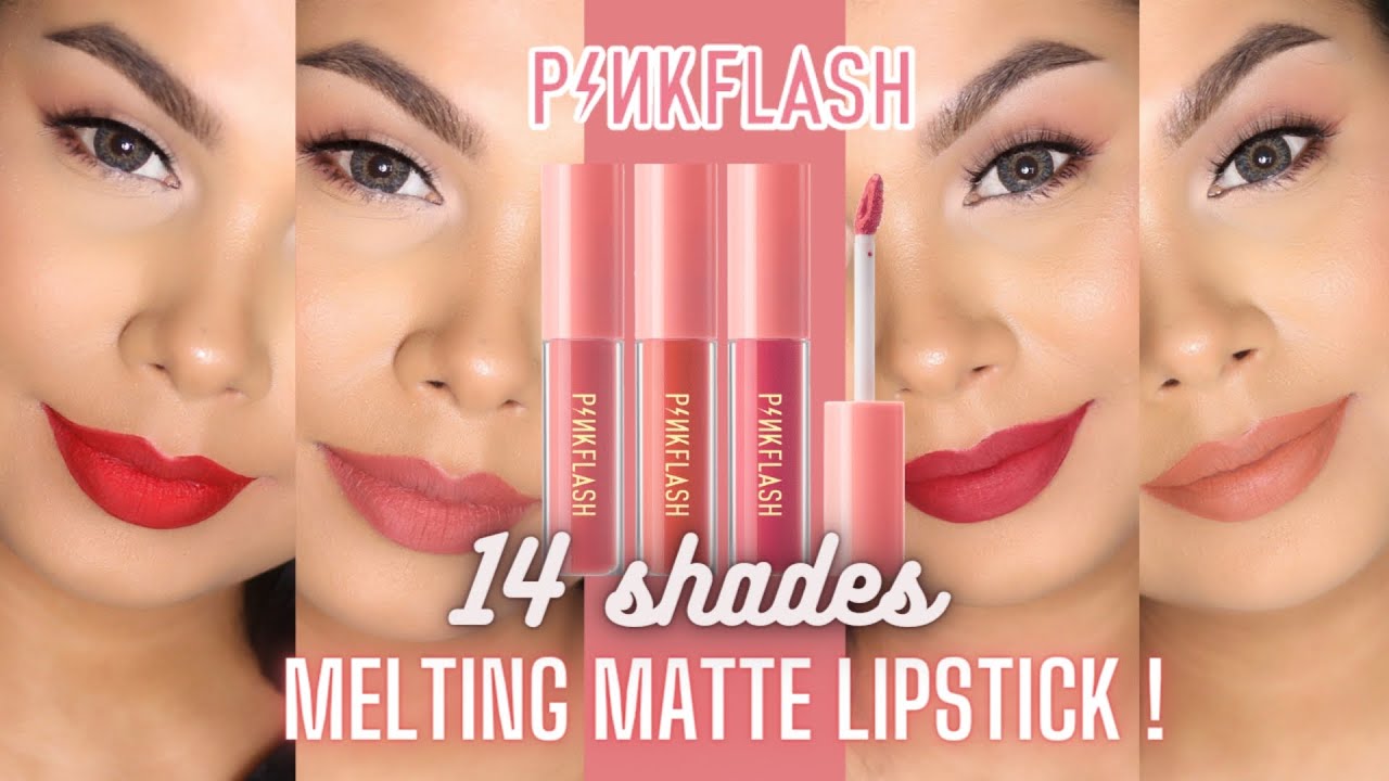 PINK FLASH MELTING MATTE LIQUID LIPSTICK | LIP SWATCHES OF 14 SHADES | TRISHITA NOWROJ