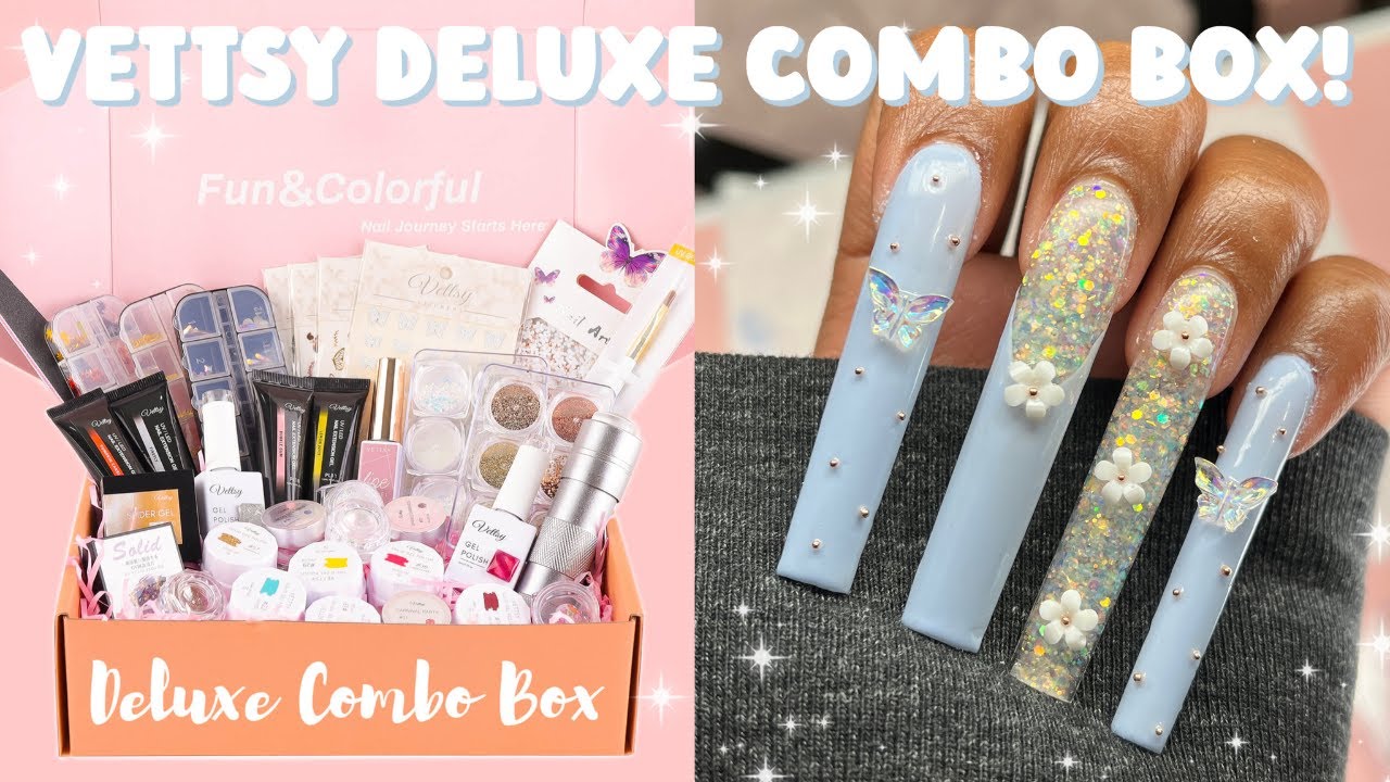 VETTSY DELUXE COMBO BOX UNBOXING! $200 VALUE | 3XL FRENCH FLOWER SPRING NAILS | Nail Tutorial