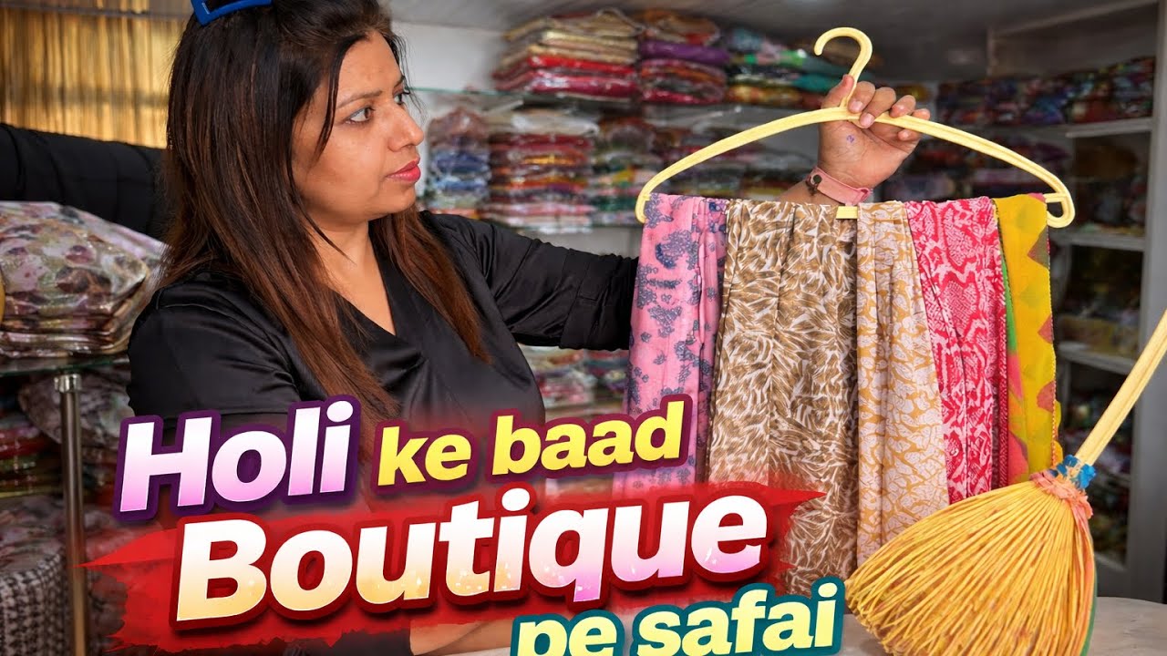 Holi ke baad boutique pe safai 🧹 