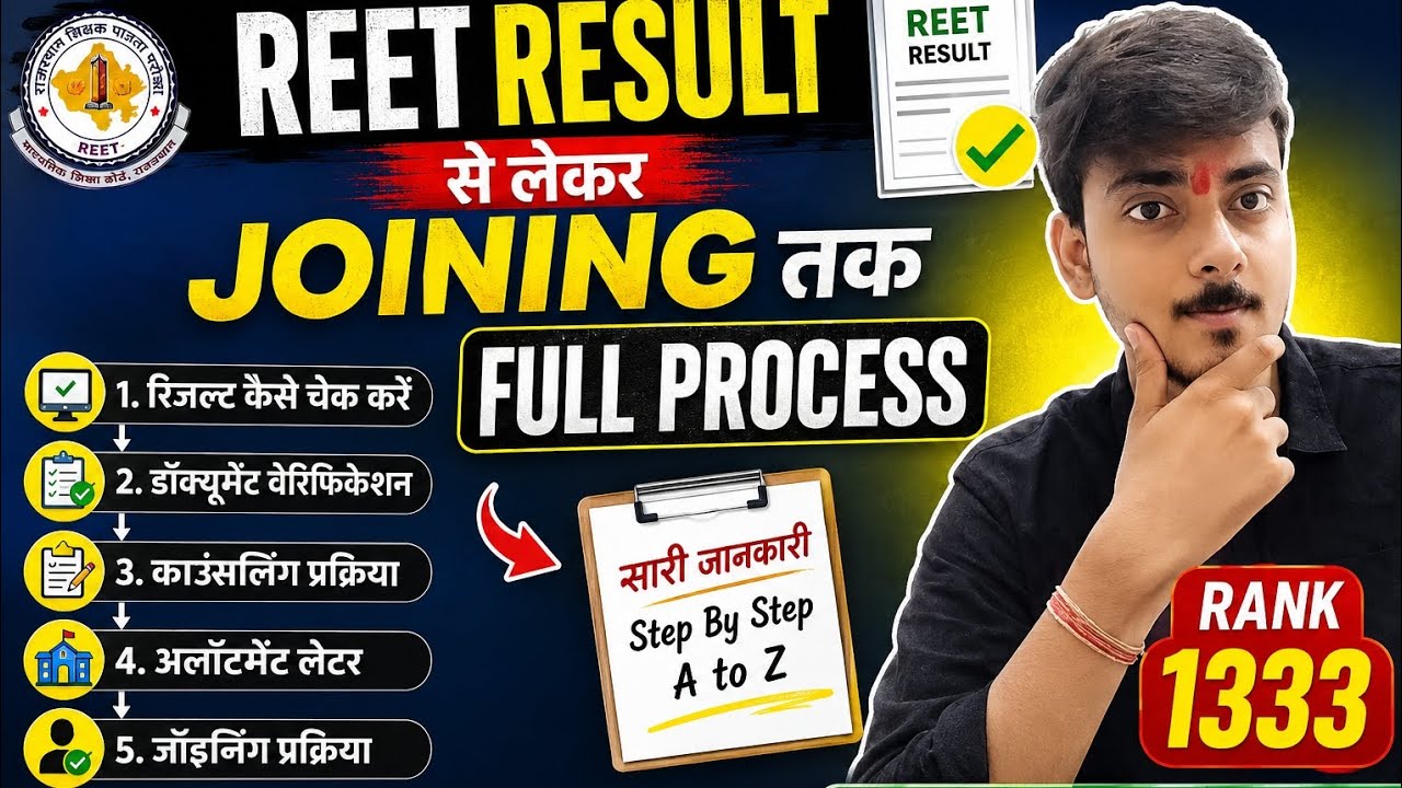 REET Level 1: Result, Scrutiny Form & Joining Process