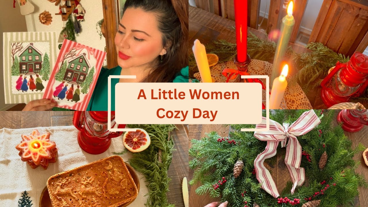 A Cozy Little Women Day | Vintage Wreath, Christmas Baking #littlewomen #christmas #cottagecore 
